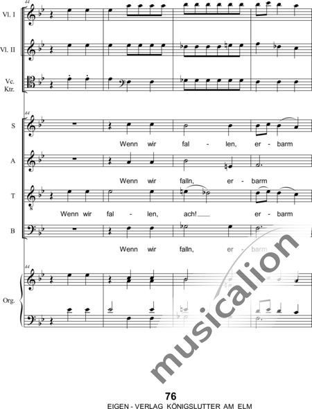 Mozart, Wolfgang Amadeus: Allerbarmer höre, ach höre: Satz 5 Hear mercifully, oh hear: 5th movement) - Choir>SATB+Org+[Vln2+Vlc+Db]:12