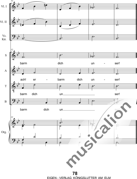 Mozart, Wolfgang Amadeus: Allerbarmer höre, ach höre: Satz 5 Hear mercifully, oh hear: 5th movement) - Choir>SATB+Org+[Vln2+Vlc+Db]:14