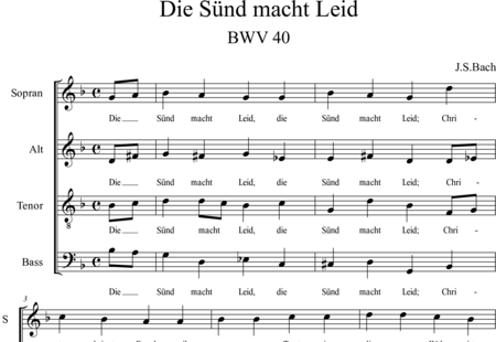 Bach, Johann Sebastian: Die Sünd macht leid - Choir>SATB:0