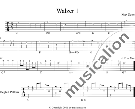 Suter, Max: Walzer 1 - Gitarre:1