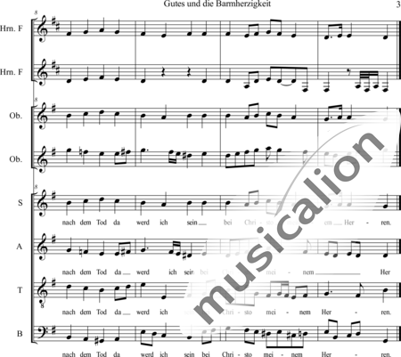 Bach, Johann Sebastian: Gutes und Barmherzigkeit - Chor>SATB+Ob2+HnF2:3