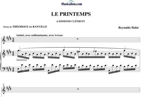 Hahn, Reynaldo: Le printemps [Spring] - Solo>sop+Piano:0