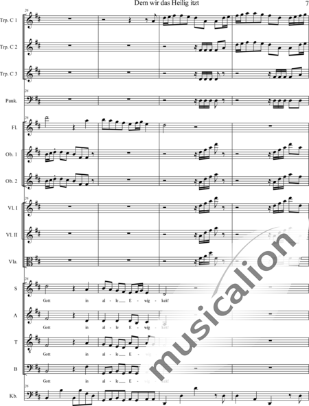Bach, Johann Sebastian: Dem wir das Heilig itzt - Chor>SATB+[Fl+Ob2]+Trp3+Pk+[Vl2+Vla+Kb]:7