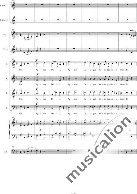 Führer, Robert: Dritte Wintermesse: Agnus Dei - Chor>SATB+HnF2+Org+[Vl2+Kb]:3