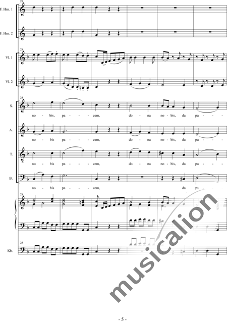 Führer, Robert: Dritte Wintermesse: Agnus Dei - Chor>SATB+HnF2+Org+[Vl2+Kb]:5
