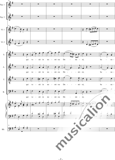 Führer, Robert: Winter-Messe Nr. 5: Benedictus - Chor>SATB+Trp2+Org+[Vl2+Kb]:2