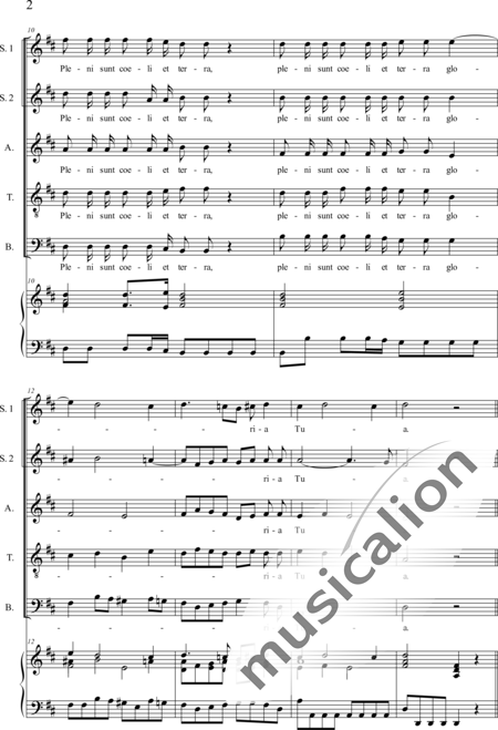 Galuppi, Baldassare: Missa in D: Sanctus (Music score for organ) - Coro>SSATB+Órgano:2