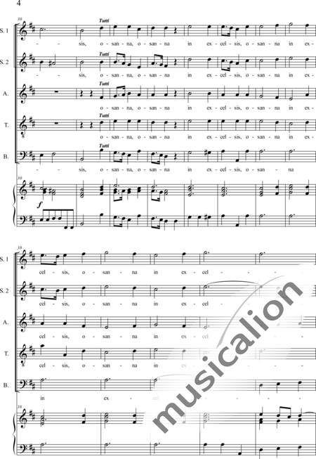Galuppi, Baldassare: Missa in D: Sanctus (Music score for organ) - Coro>SSATB+Órgano:4