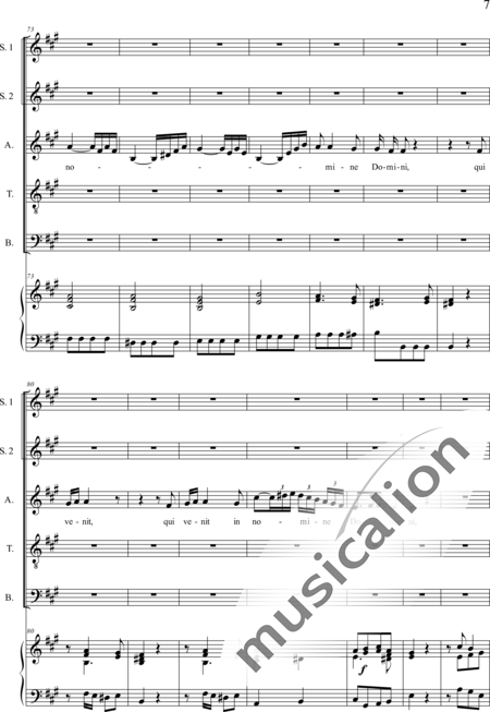 Galuppi, Baldassare: Missa in D: Sanctus (Music score for organ) - Coro>SSATB+Órgano:7