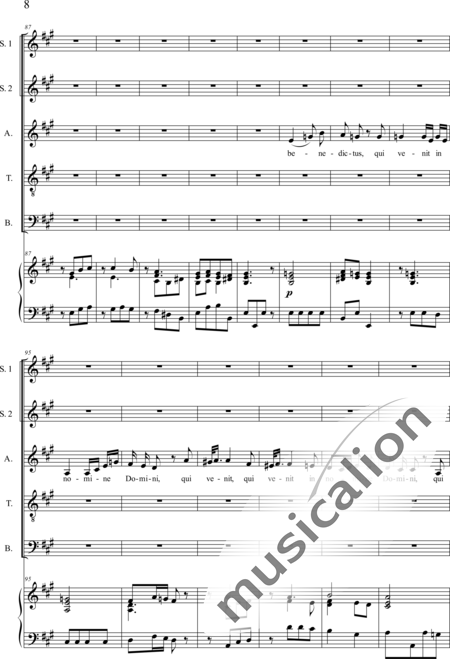 Galuppi, Baldassare: Missa in D: Sanctus (Music score for organ) - Coro>SSATB+Órgano:8