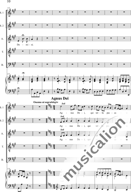 Galuppi, Baldassare: Missa in D: Sanctus (Music score for organ) - Coro>SSATB+Órgano:10