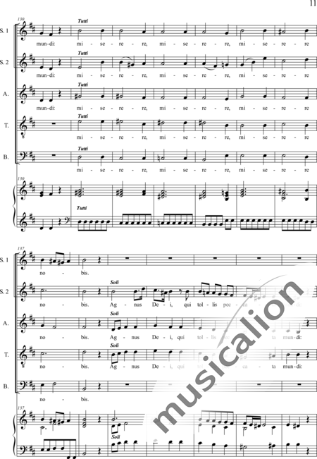 Galuppi, Baldassare: Missa in D: Sanctus (Music score for organ) - Coro>SSATB+Órgano:11