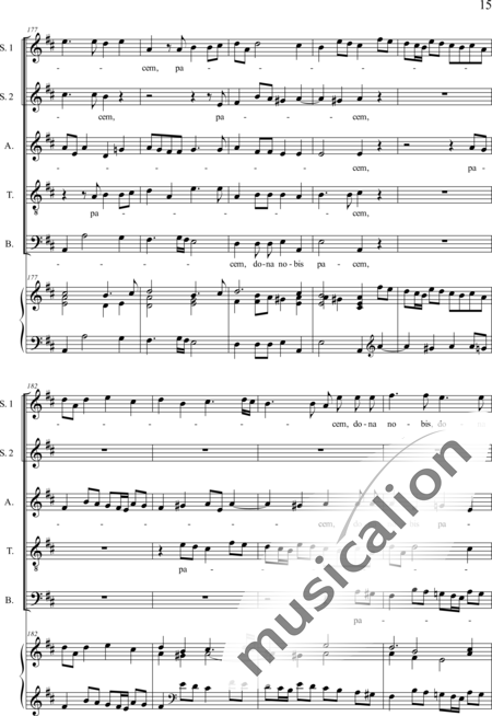 Galuppi, Baldassare: Missa in D: Sanctus (Music score for organ) - Coro>SSATB+Órgano:15