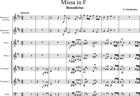 Gänsbacher, Johann: Missa in F: Benedictus - Coro>SATB+[Cr2+Trp2]+Tp+Org+[Vl2+Cb]:0