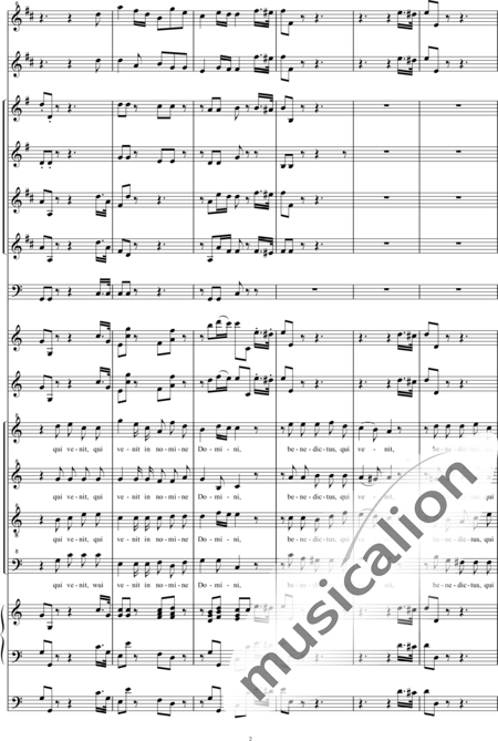 Gänsbacher, Johann: Missa in F: Benedictus - Coro>SATB+[Cr2+Trp2]+Tp+Org+[Vl2+Cb]:2