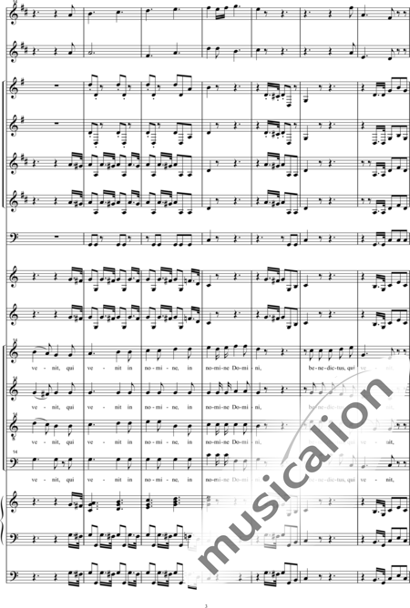 Gänsbacher, Johann: Missa in F: Benedictus - Coro>SATB+[Cr2+Trp2]+Tp+Org+[Vl2+Cb]:3