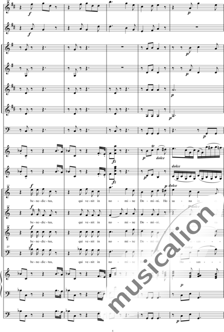 Gänsbacher, Johann: Missa in F: Benedictus - Coro>SATB+[Cr2+Trp2]+Tp+Org+[Vl2+Cb]:5
