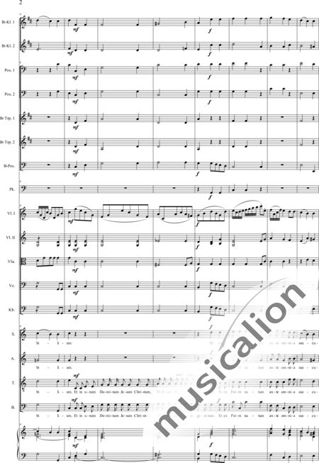 Gruber, Josef: Sankt Gregorius - Messe: Credo - Solo>Sop/Alt/Ten+Chor>SATB+KlarB2+[Pos3+TrpB2]+Pk+Org+[Vl2+Vla+Vc+Kb]:2