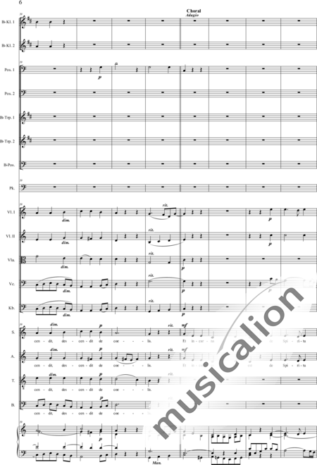 Gruber, Josef: Sankt Gregorius - Messe: Credo - Solo>Sop/Alt/Ten+Chor>SATB+KlarB2+[Pos3+TrpB2]+Pk+Org+[Vl2+Vla+Vc+Kb]:6
