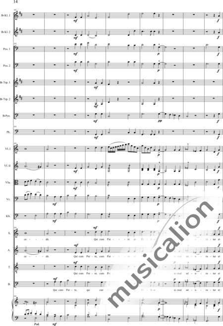 Gruber, Josef: Sankt Gregorius - Messe: Credo - Solo>Sop/Alt/Ten+Chor>SATB+KlarB2+[Pos3+TrpB2]+Pk+Org+[Vl2+Vla+Vc+Kb]:14