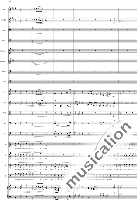 Gruber, Josef: Sankt Gregorius - Messe: Credo - Solo>Sop/Alt/Ten+Chor>SATB+KlarB2+[Pos3+TrpB2]+Pk+Org+[Vl2+Vla+Vc+Kb]:16