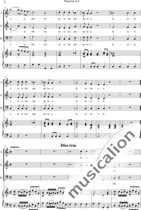 Dreyer, Johann Melchior: Requiem in C (Organ music score) - Solo>sop/alt/bass+Choir>SAB+Org:2