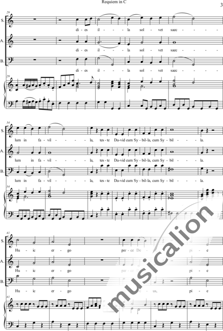 Dreyer, Johann Melchior: Requiem in C (Organ music score) - Solo>sop/alt/bass+Choir>SAB+Org:3