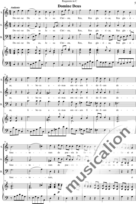 Dreyer, Johann Melchior: Requiem in C (Organ music score) - Solo>sop/alt/bass+Choir>SAB+Org:5