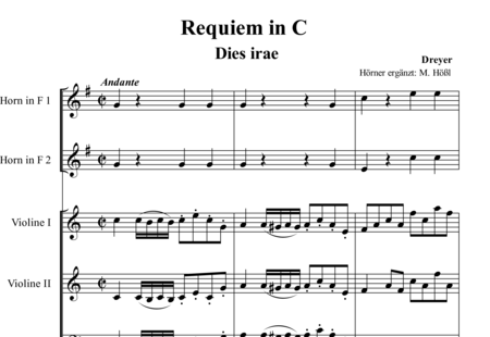 Dreyer, Johann Melchior: Requiem in C: Dies irae - Choir>SAB+HnF2+Org+[Vln2+Db]:0