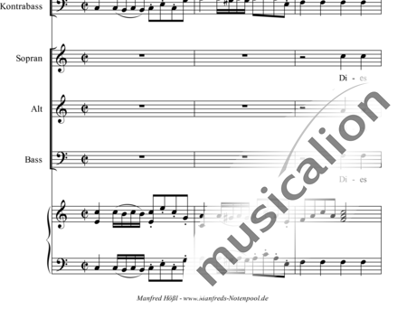 Dreyer, Johann Melchior: Requiem in C: Dies irae - Choir>SAB+HnF2+Org+[Vln2+Db]:1