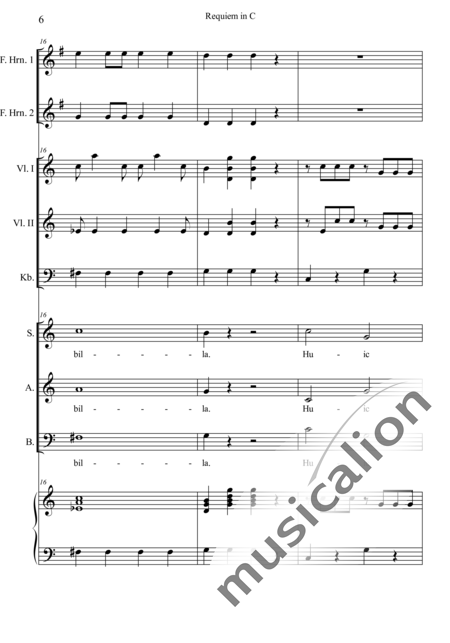 Dreyer, Johann Melchior: Requiem in C: Dies irae - Choir>SAB+HnF2+Org+[Vln2+Db]:6