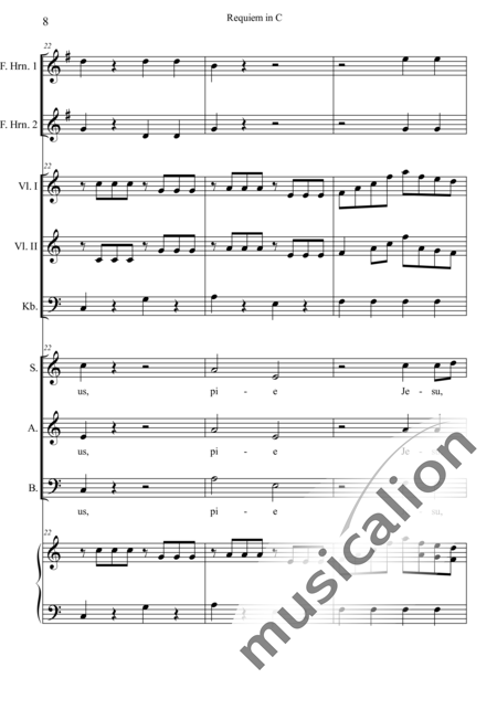 Dreyer, Johann Melchior: Requiem in C: Dies irae - Choir>SAB+HnF2+Org+[Vln2+Db]:8