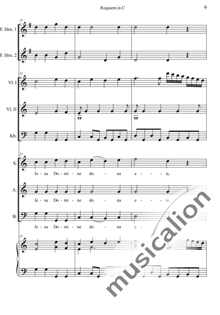 Dreyer, Johann Melchior: Requiem in C: Dies irae - Choir>SAB+HnF2+Org+[Vln2+Db]:9