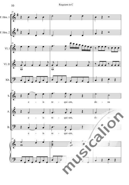 Dreyer, Johann Melchior: Requiem in C: Dies irae - Choir>SAB+HnF2+Org+[Vln2+Db]:10