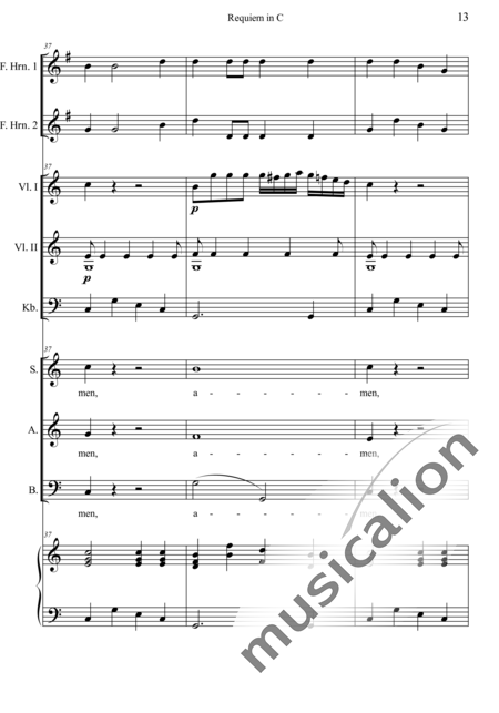 Dreyer, Johann Melchior: Requiem in C: Dies irae - Choir>SAB+HnF2+Org+[Vln2+Db]:13