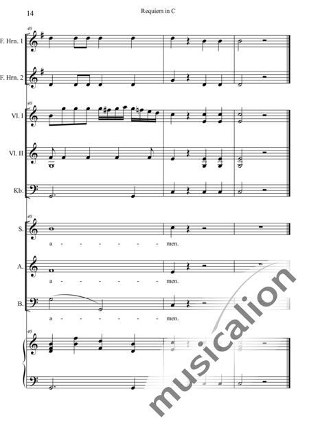 Dreyer, Johann Melchior: Requiem in C: Dies irae - Choir>SAB+HnF2+Org+[Vln2+Db]:14