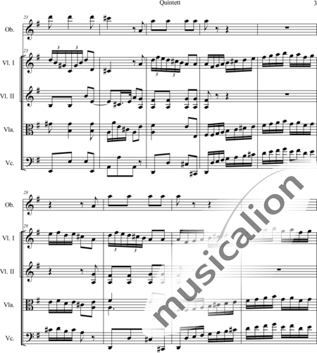 Boccherini, Luigi: Quintett für Oboe und Streichquartett: Satz 1 - Oboe+[Vl2+Vla+Vc]:3
