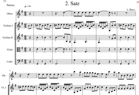 Boccherini, Luigi: Quintett für Oboe und Streichquartett: Satz 2 (Quintet for oboe and string quart - Oboe+[Vl2+Vla+Vc]:0