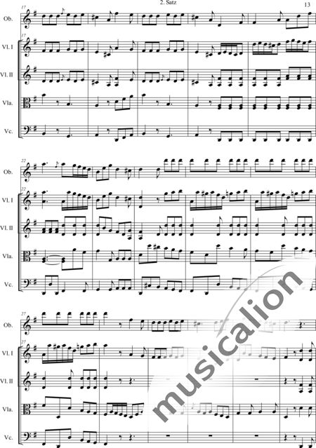 Boccherini, Luigi: Quintett für Oboe und Streichquartett: Satz 2 (Quintet for oboe and string quart - Oboe+[Vl2+Vla+Vc]:2