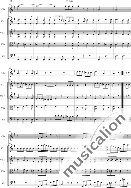 Boccherini, Luigi: Quintett für Oboe und Streichquartett: Satz 2 (Quintet for oboe and string quart - Oboe+[Vl2+Vla+Vc]:3