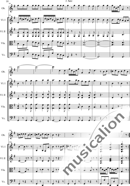 Boccherini, Luigi: Quintett für Oboe und Streichquartett: Satz 2 (Quintet for oboe and string quart - Oboe+[Vl2+Vla+Vc]:7