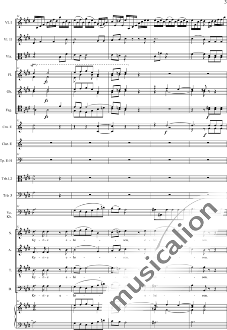Drobisch, Carl Ludwig: Messe in E: Kyrie (Mass) - Solo>sop/alt/ten/bass+Choir>SATB+[Fl2+Ob2+Cl2+Bn2]+[Hn2+Tbn3]+Tmp+Org+[Vln2+Vla+Vlc+Db]:3