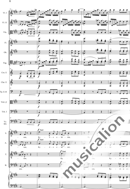 Drobisch, Carl Ludwig: Messe in E: Kyrie (Mass) - Solo>sop/alt/ten/bass+Choir>SATB+[Fl2+Ob2+Cl2+Bn2]+[Hn2+Tbn3]+Tmp+Org+[Vln2+Vla+Vlc+Db]:6