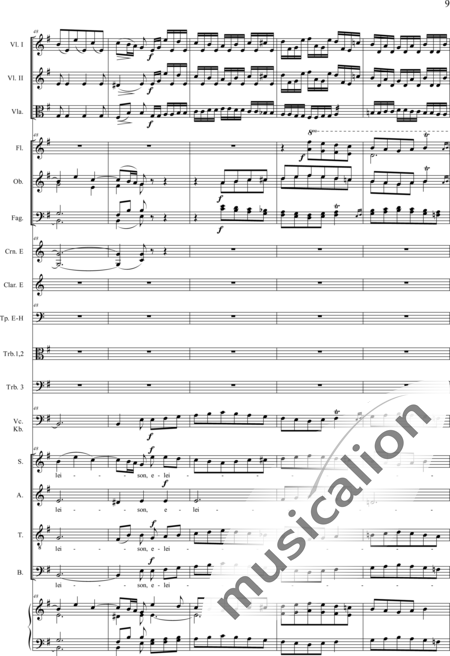 Drobisch, Carl Ludwig: Messe in E: Kyrie (Mass) - Solo>sop/alt/ten/bass+Choir>SATB+[Fl2+Ob2+Cl2+Bn2]+[Hn2+Tbn3]+Tmp+Org+[Vln2+Vla+Vlc+Db]:9