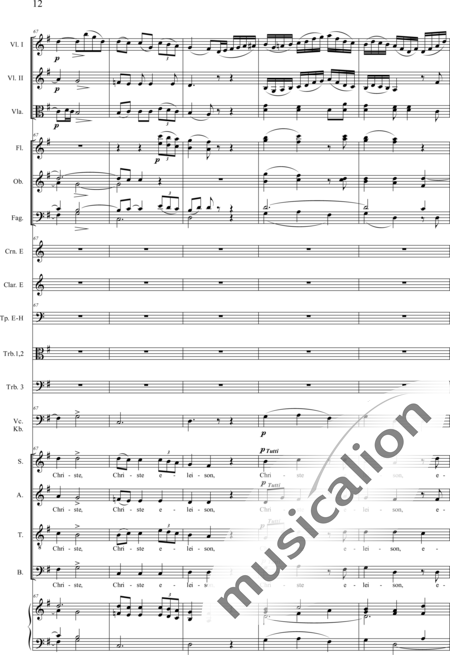 Drobisch, Carl Ludwig: Messe in E: Kyrie (Mass) - Solo>sop/alt/ten/bass+Choir>SATB+[Fl2+Ob2+Cl2+Bn2]+[Hn2+Tbn3]+Tmp+Org+[Vln2+Vla+Vlc+Db]:12