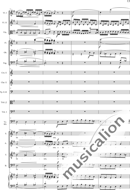 Drobisch, Carl Ludwig: Messe in E: Kyrie (Mass) - Solo>sop/alt/ten/bass+Choir>SATB+[Fl2+Ob2+Cl2+Bn2]+[Hn2+Tbn3]+Tmp+Org+[Vln2+Vla+Vlc+Db]:13