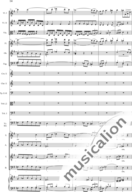 Drobisch, Carl Ludwig: Messe in E: Kyrie (Mass) - Solo>sop/alt/ten/bass+Choir>SATB+[Fl2+Ob2+Cl2+Bn2]+[Hn2+Tbn3]+Tmp+Org+[Vln2+Vla+Vlc+Db]:14