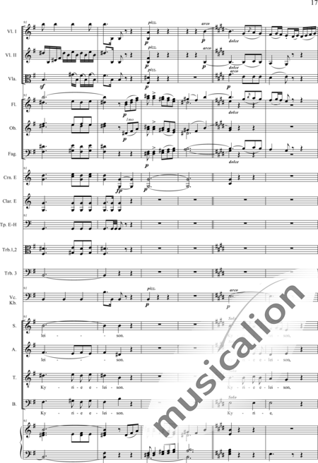 Drobisch, Carl Ludwig: Messe in E: Kyrie (Mass) - Solo>sop/alt/ten/bass+Choir>SATB+[Fl2+Ob2+Cl2+Bn2]+[Hn2+Tbn3]+Tmp+Org+[Vln2+Vla+Vlc+Db]:17