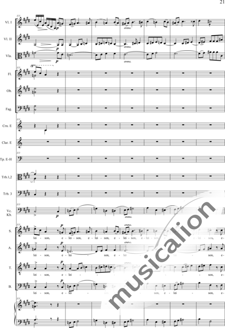 Drobisch, Carl Ludwig: Messe in E: Kyrie (Mass) - Solo>sop/alt/ten/bass+Choir>SATB+[Fl2+Ob2+Cl2+Bn2]+[Hn2+Tbn3]+Tmp+Org+[Vln2+Vla+Vlc+Db]:21