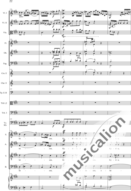 Drobisch, Carl Ludwig: Messe in E: Kyrie (Mass) - Solo>sop/alt/ten/bass+Choir>SATB+[Fl2+Ob2+Cl2+Bn2]+[Hn2+Tbn3]+Tmp+Org+[Vln2+Vla+Vlc+Db]:22